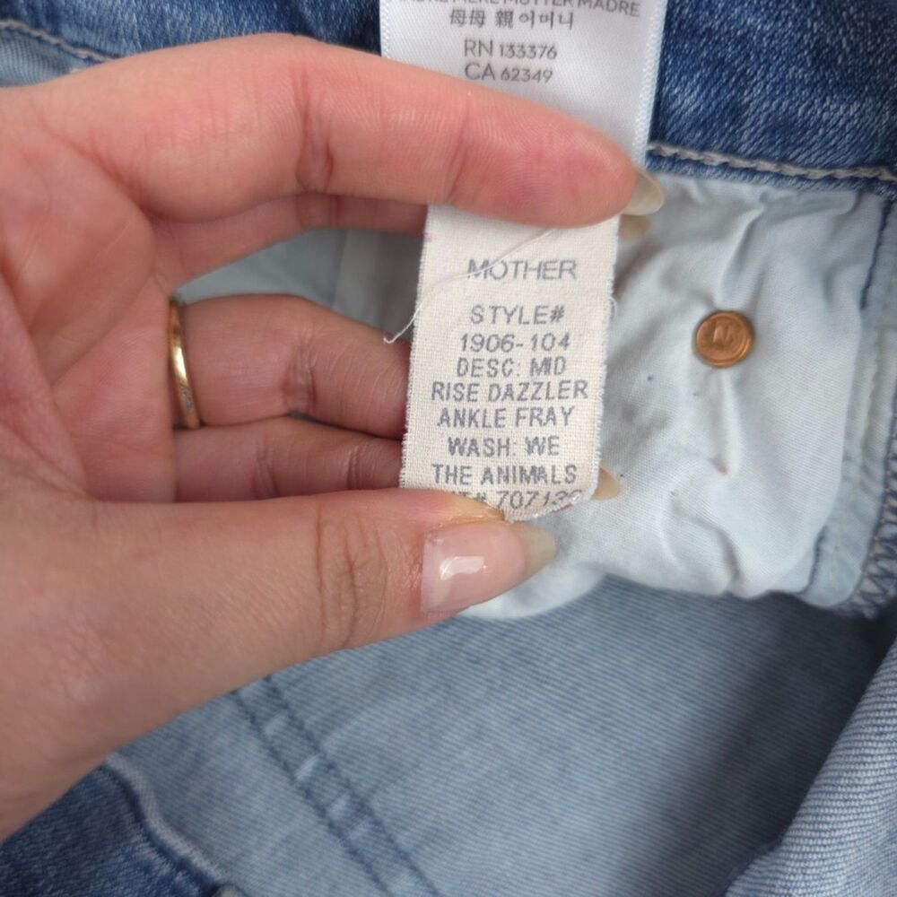 MOTHER The Mid Rise Dazzler Ankle Fray Jeans We The Animals 90s Clean Girl Y2k - Picture 11 of 11
